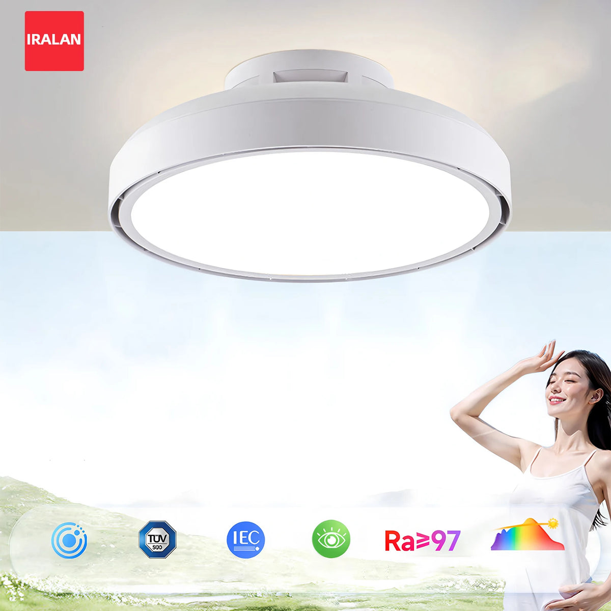 Kensley Bladeless Dimmable Ceiling Fan Light – Remote Control