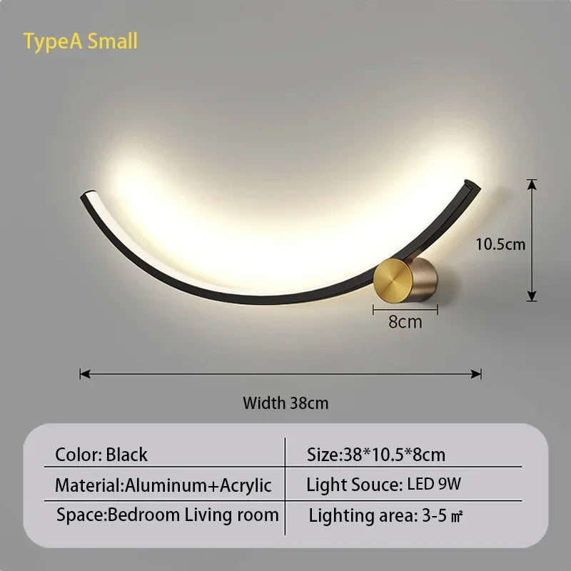 Liora Curved-Line LED Wall Sconce for Bedroom