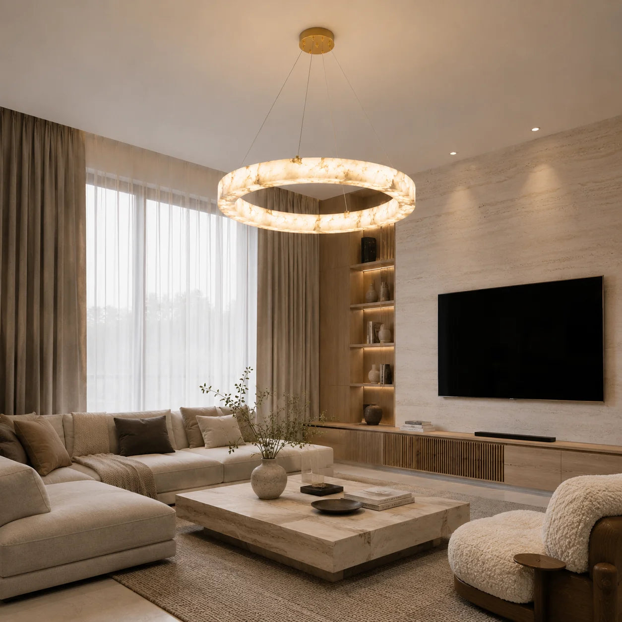 Aurelia Faux Alabaster Pendant Light for Kitchen Island – detail view 3