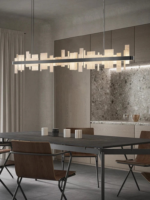Amaris Halo Alabaster Pendant Light – Black Modern Alabaster Pendant Lights for Dining Room
