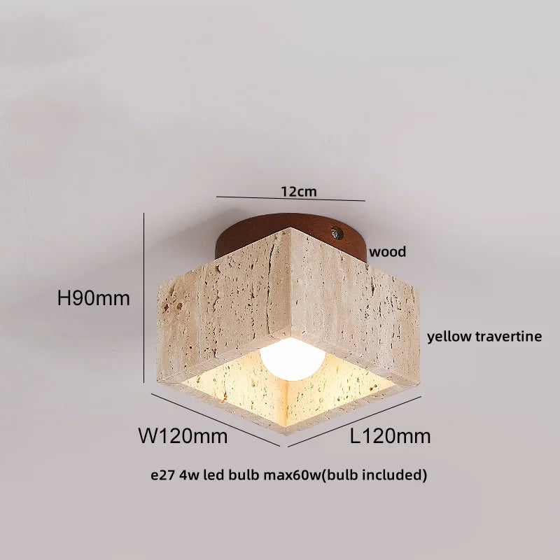Ruelle Veil Globe Travertine Ceiling Light
