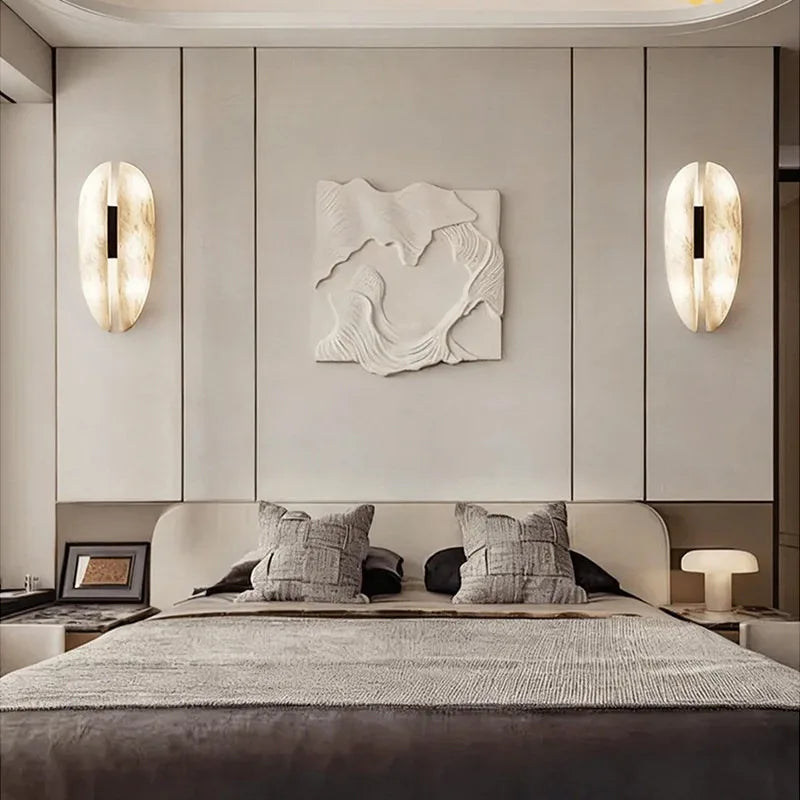 Selene Veil Sculptural Marble Wall Sconce – Modern Marble Sculptural Wall Sconces for Hotel