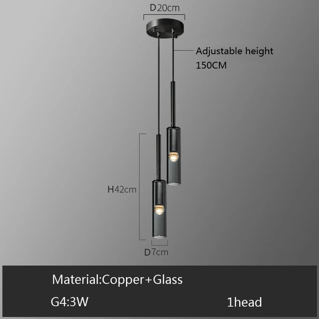 Quintara Long Copper and Glass Chandelier for Staircase