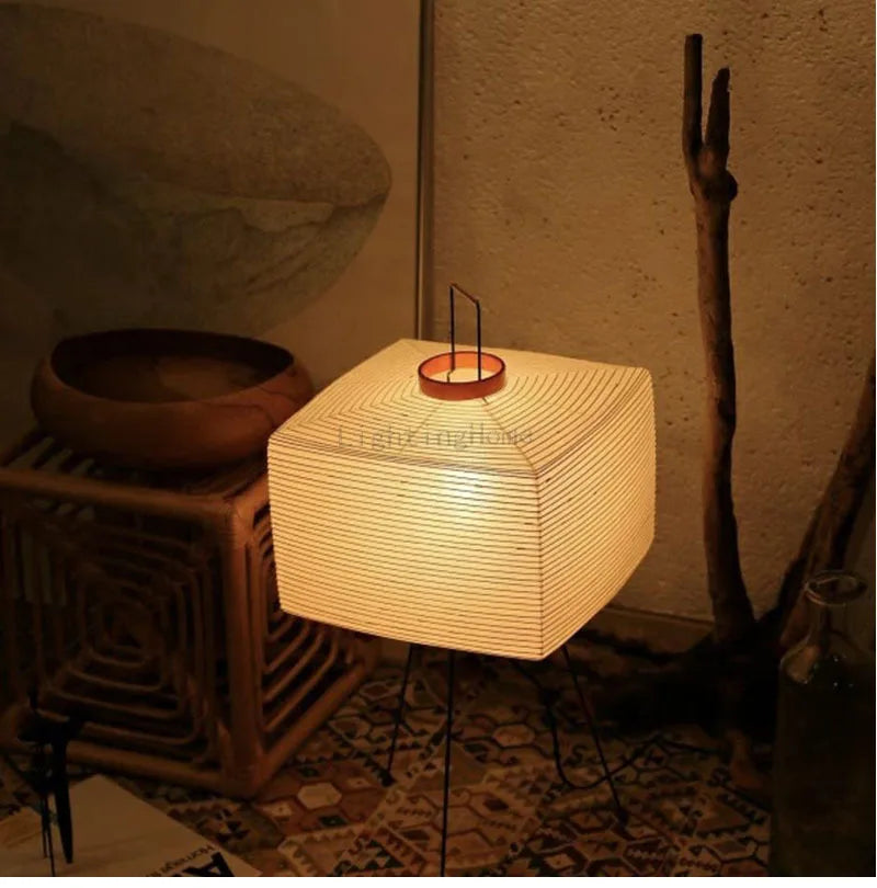 Rice Paper Floor Lamp – Wabi-Sabi Japanese for Bedroom, Hotel Lounge, Living Room | Delphine Orbit by Evenlyr