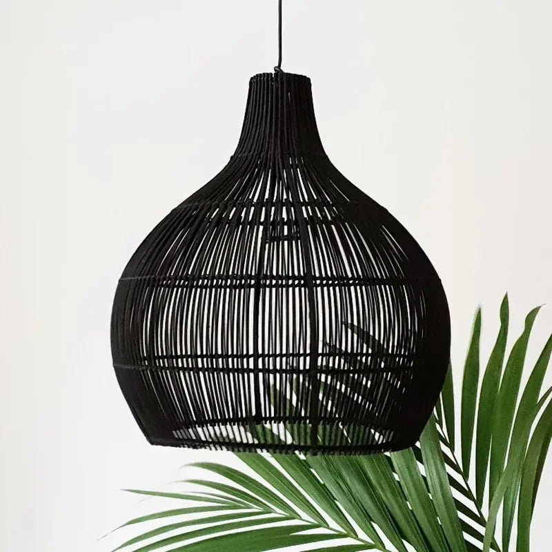 Rattan Pendant Light – Vintage Modern for Dining Room, Living Room, Kitchen Island | Lucienne Dome by Evenlyr