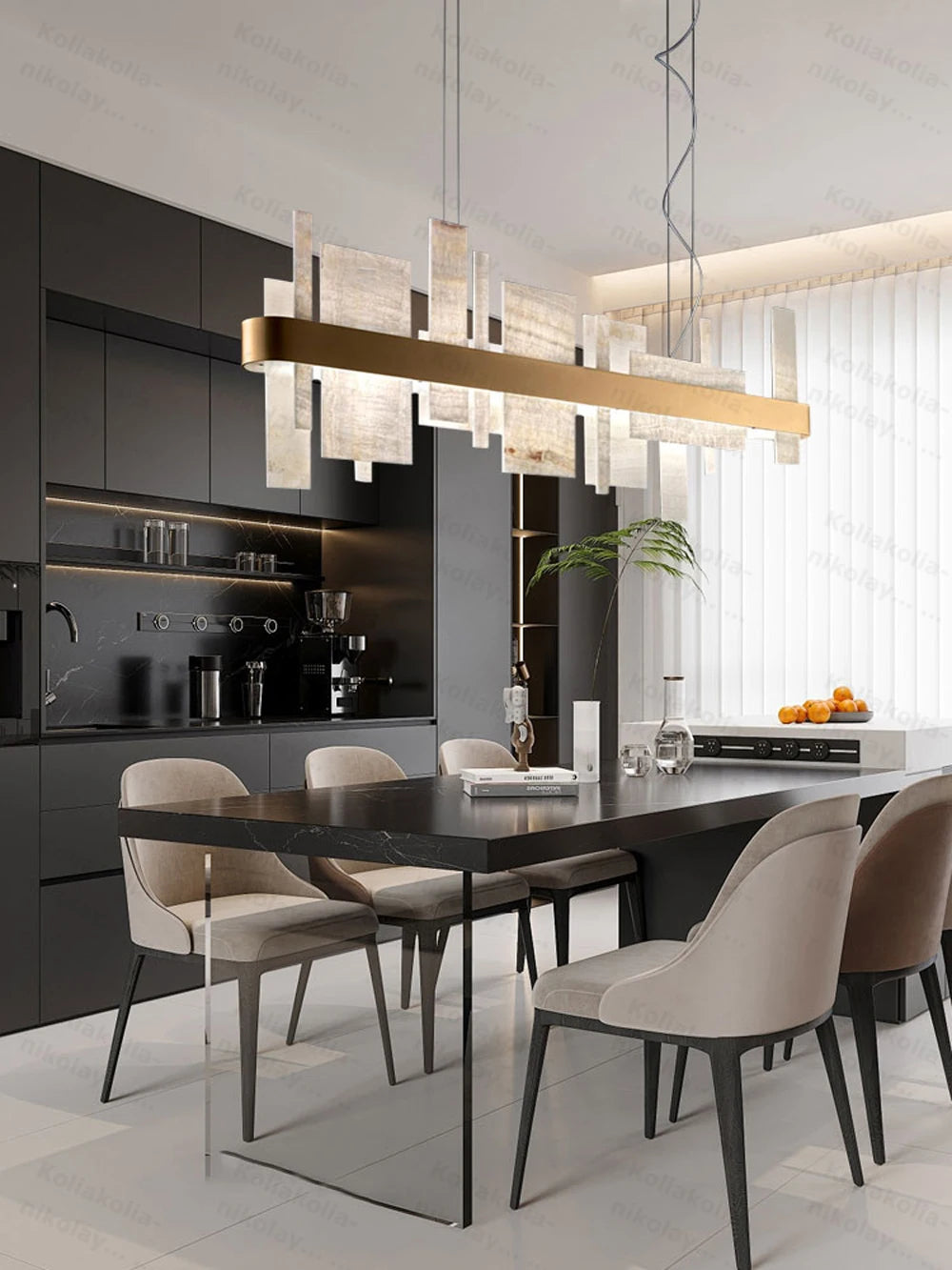 Orlena Dimmable Alabaster Linear Chandelier – product view