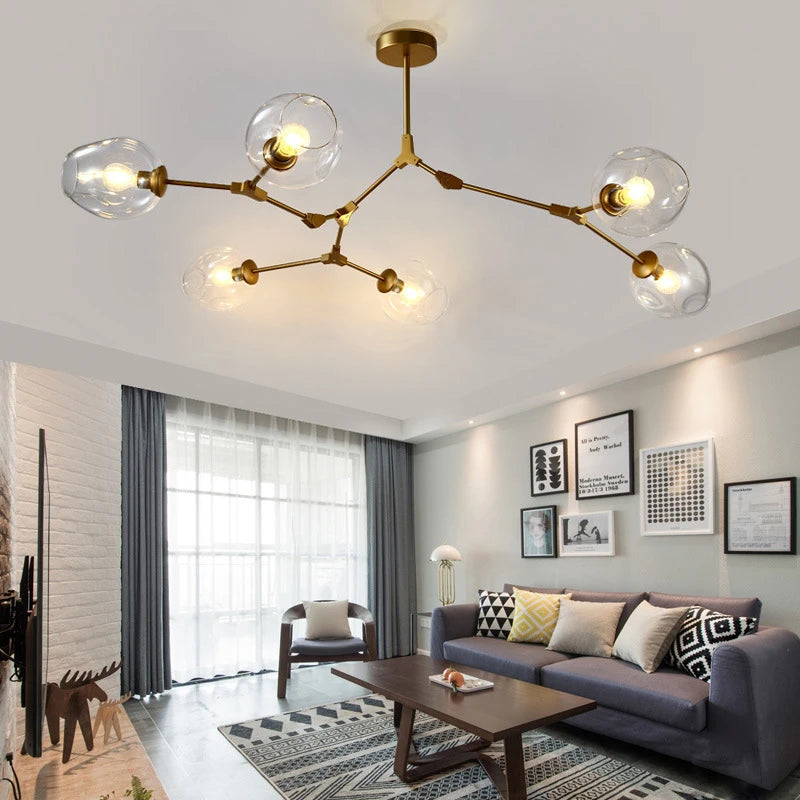 Glass Chandelier – Nordic Modern LED for Dining Room & Kitchen | Seren Veil by Evenlyr