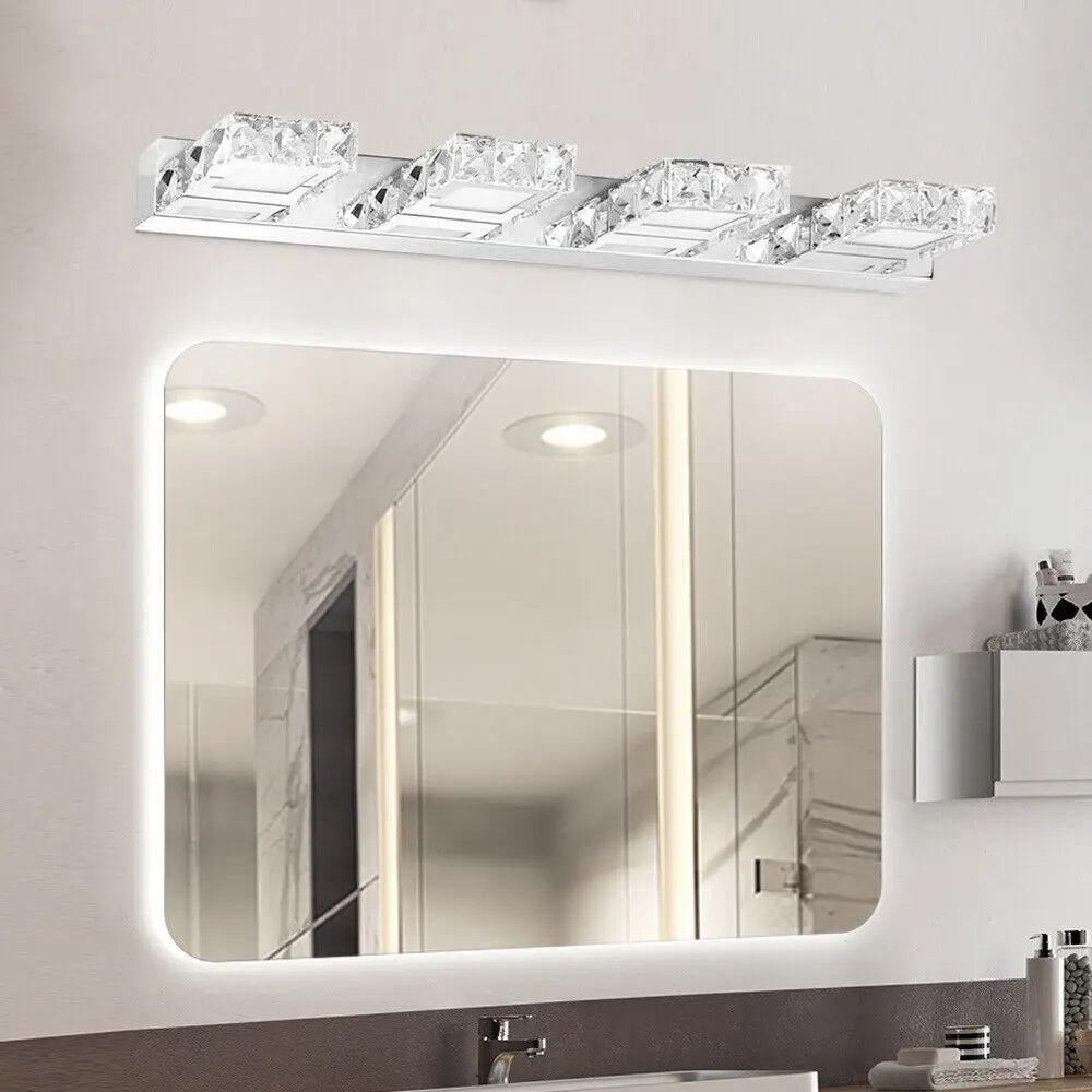 Caspian 4-Light LED Bathroom Mirror Light for Vanity Area – Crystal