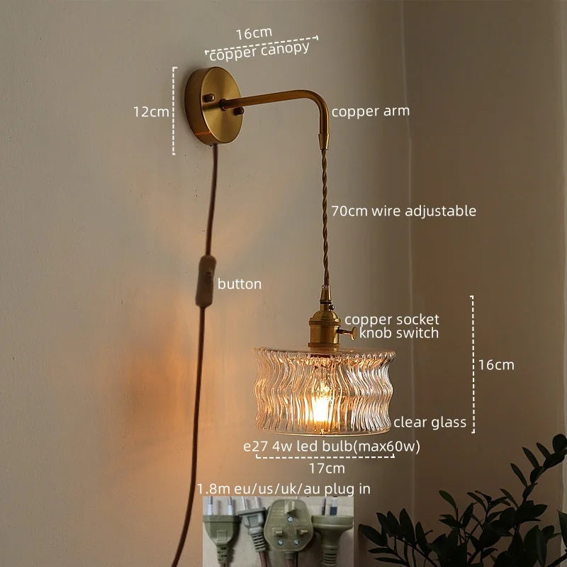 Vintage Copper Plug-In Vanity Light – detail view 9