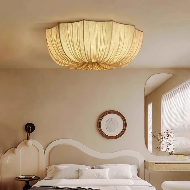 Fabric Chandelier – Wabi-Sabi Nordic LED for Bedroom & Bedside, Dining Room & Kitchen | Seren Orbit by Evenlyr