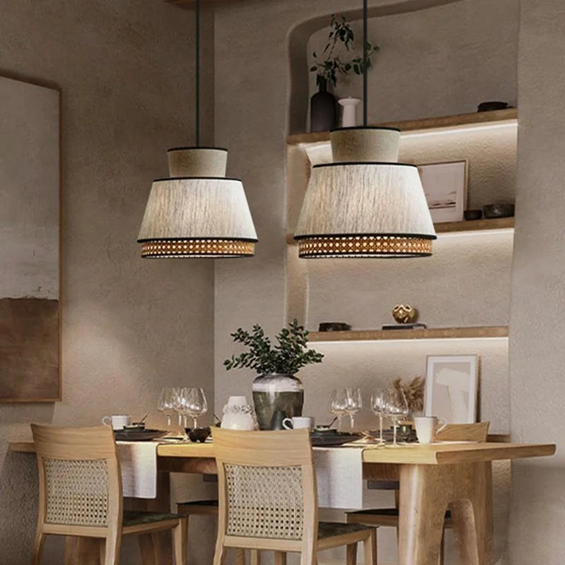 Rattan Chandelier – Vintage Modern for Dining Room, Living Room, Kitchen Island | Giselle Dome by Evenlyr