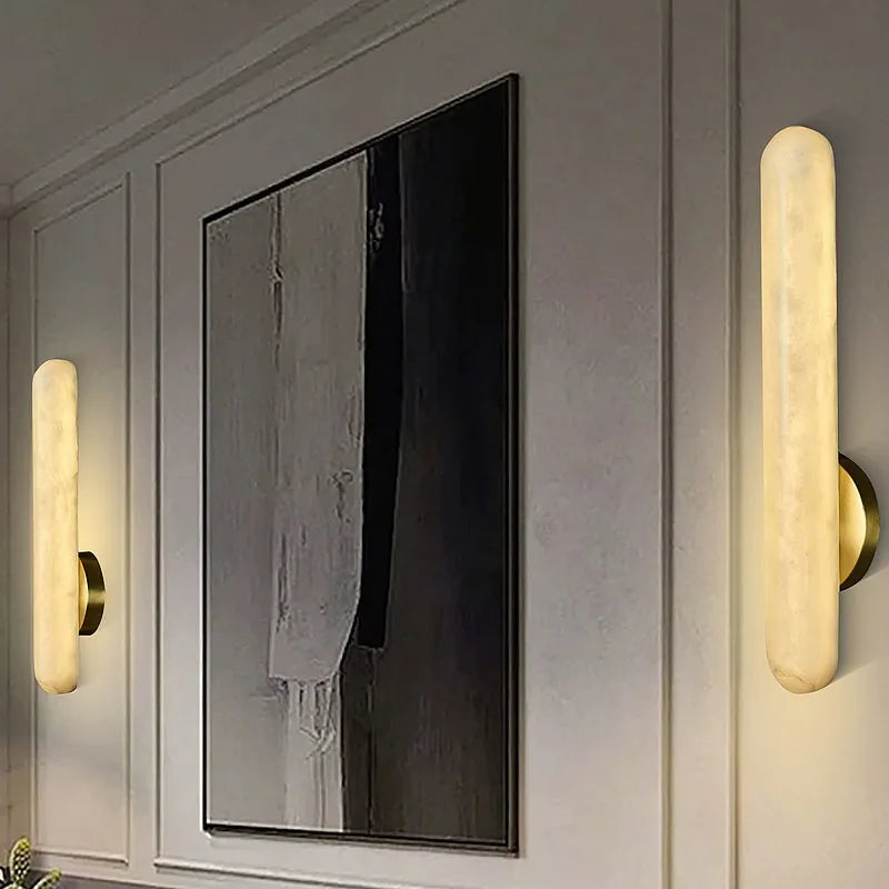 Marble & Brass Wall Sconce – Modern for Bathroom, Bedroom & Bedside, Living Room | Calista Arc by Evenlyr