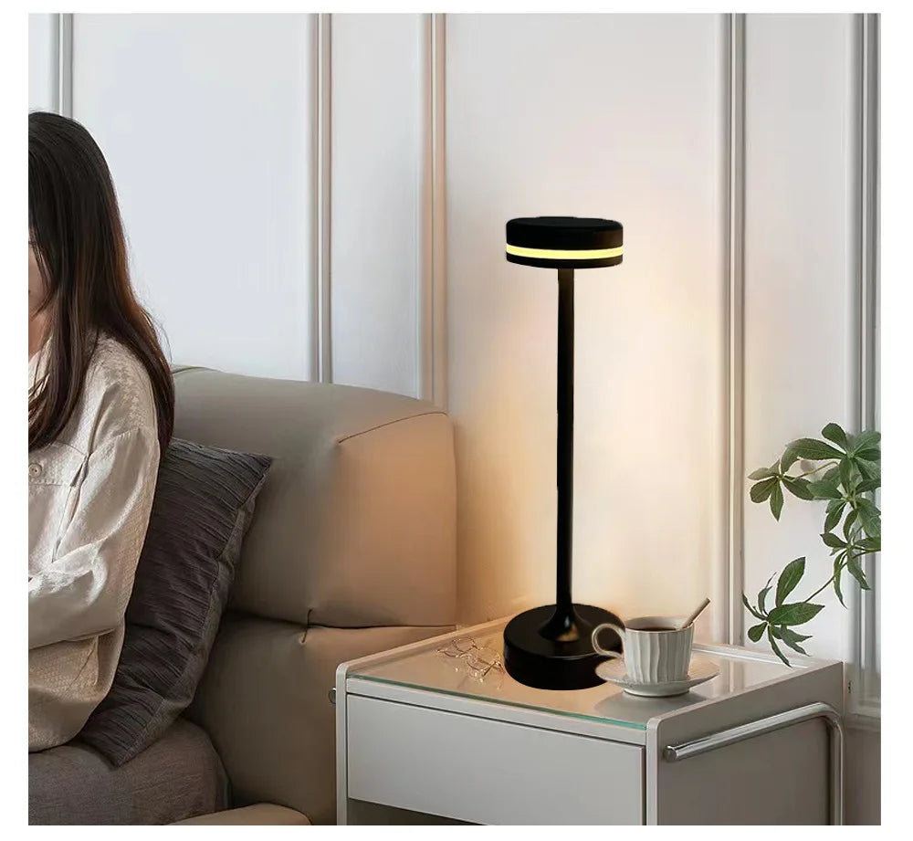 Metal Table Lamp – Modern Minimalist Cordless Rechargeable for Bedside, Restaurant Table, Desk & Office | Jessamine Petal by Evenlyr