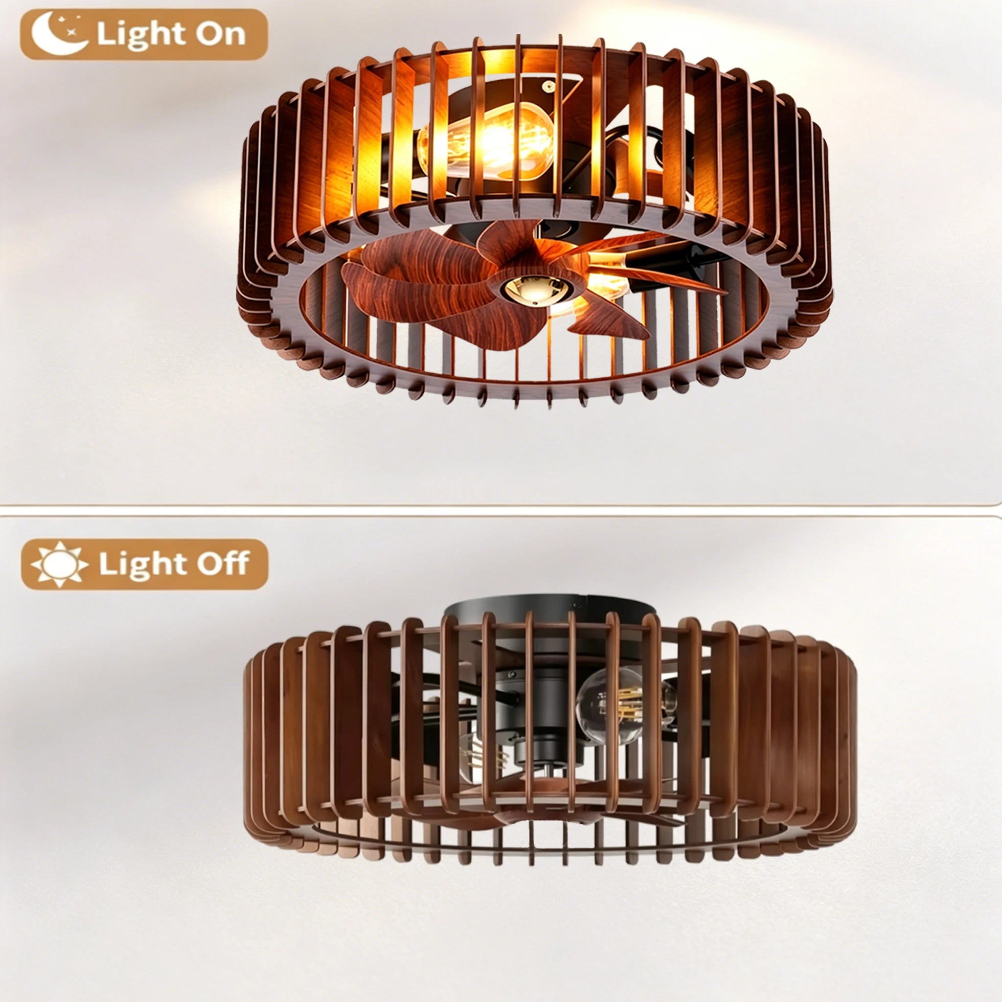 Tivoli Low Profile Ceiling Fan with Light for Low-Ceiling Bedroom – Enclosed Design