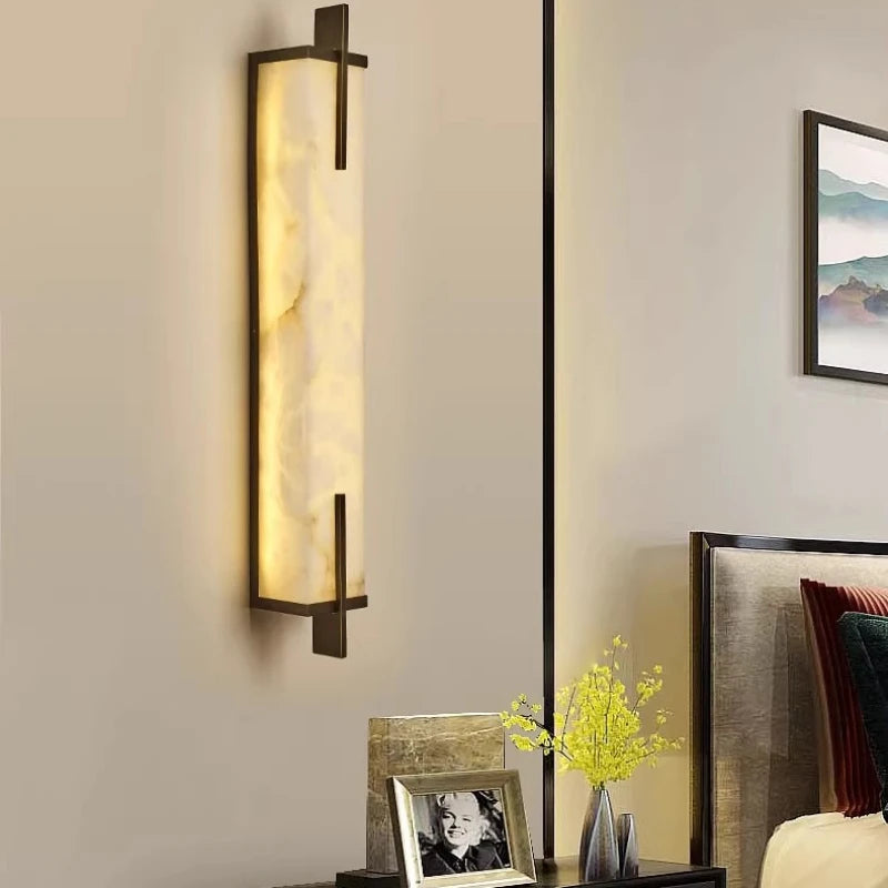 Iris Fold Marble Wall Sconce – Minimalist – product detail 3