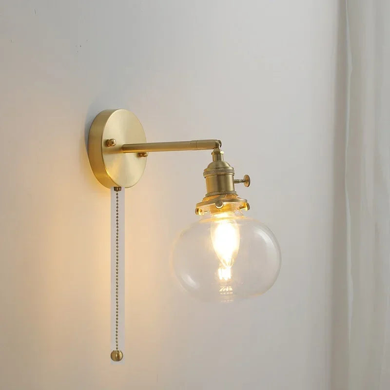 Glass Round Wall Sconce – Nordic Modern Plug-In for Bathroom, Bedroom & Bedside, Restaurant & Café | Amaya Orbit by Evenlyr