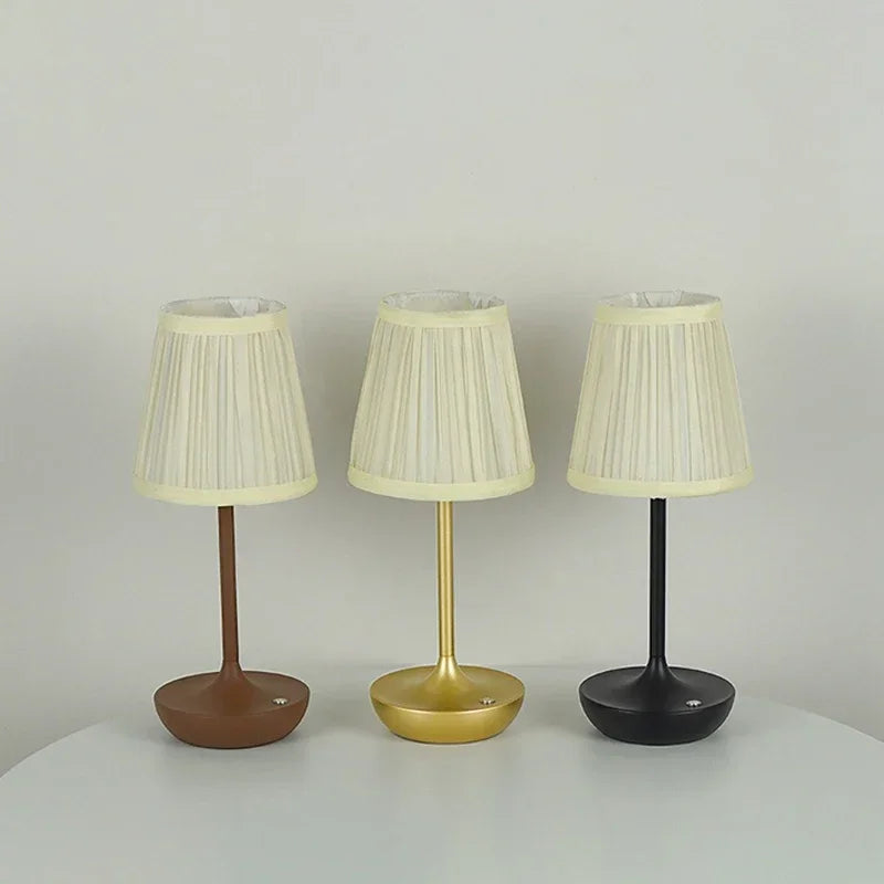 Fabric Table Lamp – Modern Minimalist Cordless Rechargeable for Bedside, Restaurant Table, Hotel Room | Elowen Column by Evenlyr