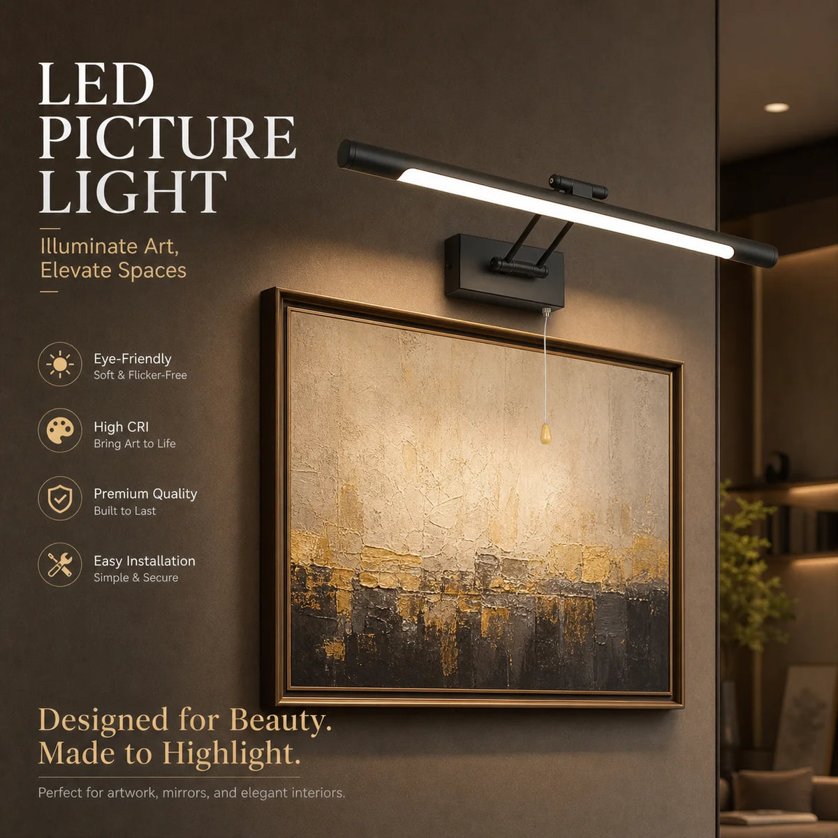 Brass Adjustable Picture Light – detail view 3