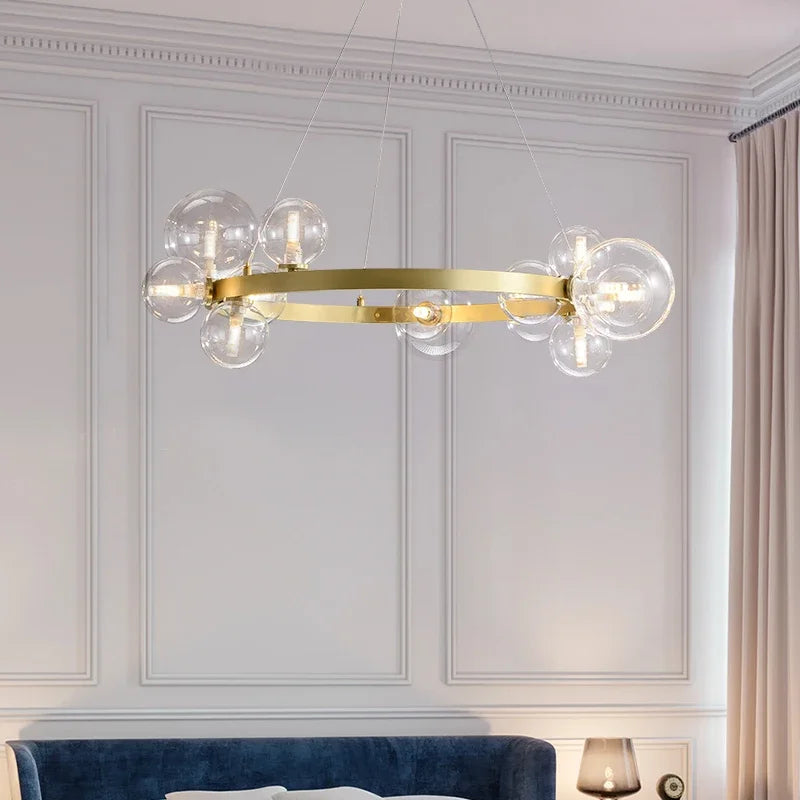 Glass Globe Chandelier – Modern LED for Bedroom & Bedside, Dining Room & Kitchen | Virelle Frame by Evenlyr