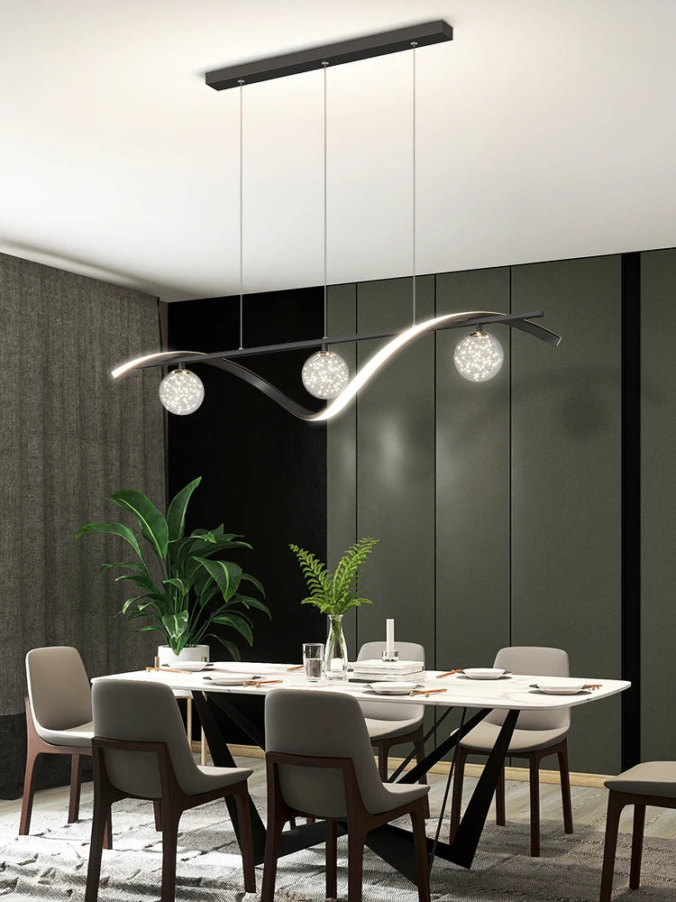 Glass Chandelier – Minimalist Modern Dimmable LED for Dining Room & Kitchen | Seren Dome by Evenlyr