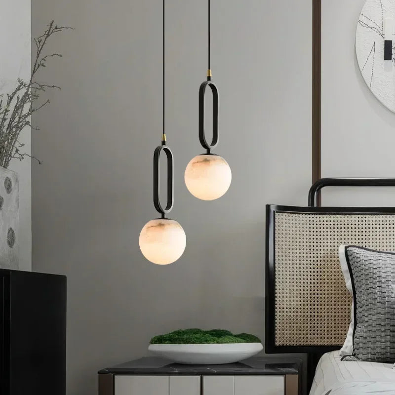 Neris Veil Sculptural Marble Pendant Light – product view 5