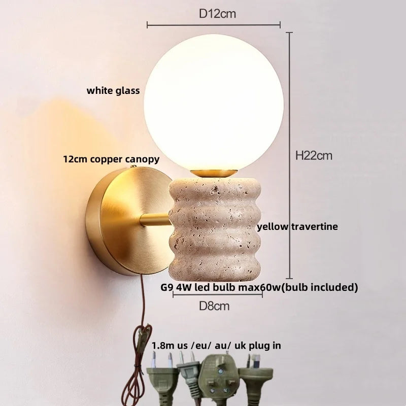 Evren Veil Travertine Wall Sconce – product view 12