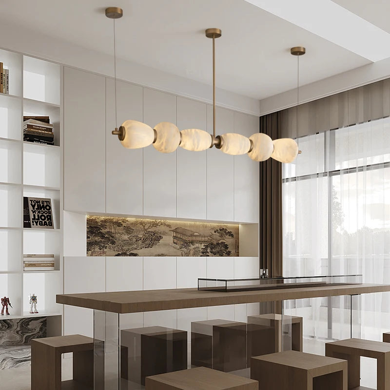 Alabaster & Marble Chandelier – Modern Minimalist for Dining Room, Living Room, Kitchen Island | Aurelia Line by Evenlyr