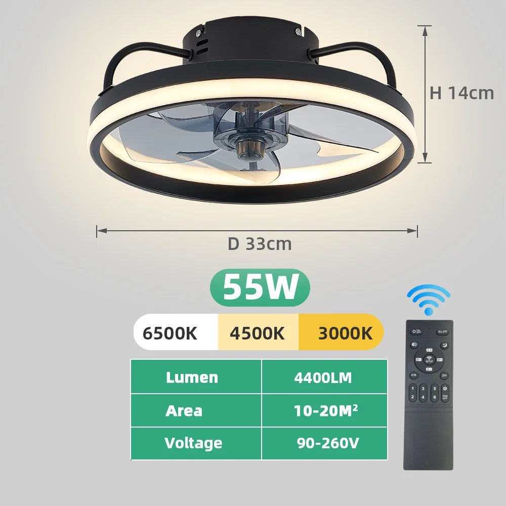 Ilaria 6-Speed Timer Ceiling Fan Light for Attic – DC Motor Remote