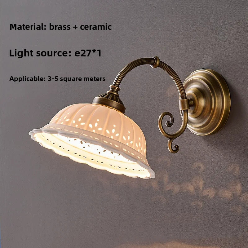 Vintage Gold Copper & Clear Glass Wall Sconce – E14