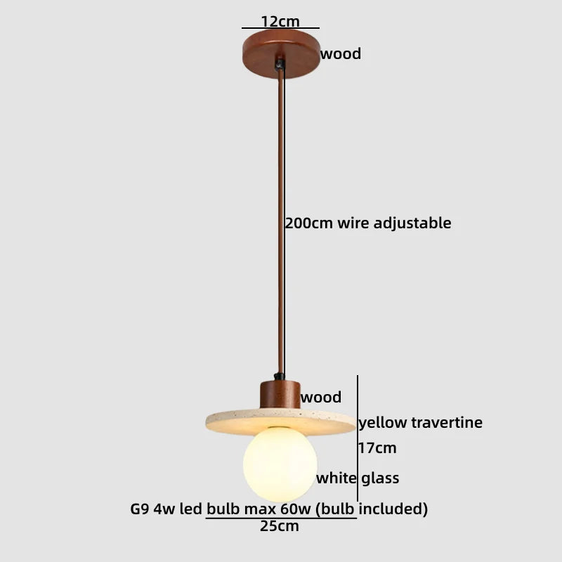 Galen Veil Travertine Pendant Light – product view 12