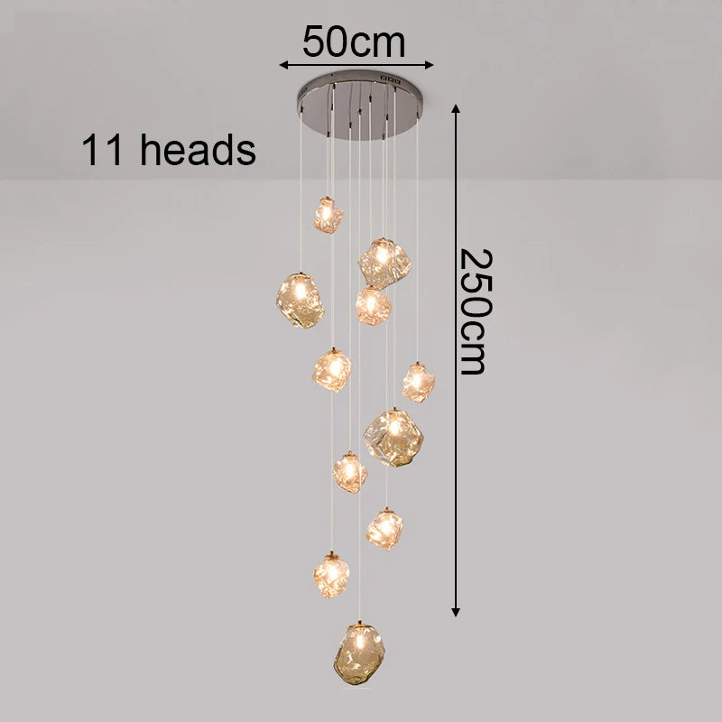 Designer Chandelier – Modern Minimalist Dimmable LED for Staircase, Foyer | Evanthe Veil by Evenlyr