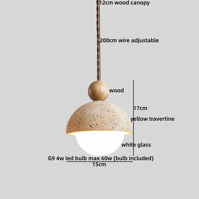 Galen Veil Travertine Pendant Light – product view 16