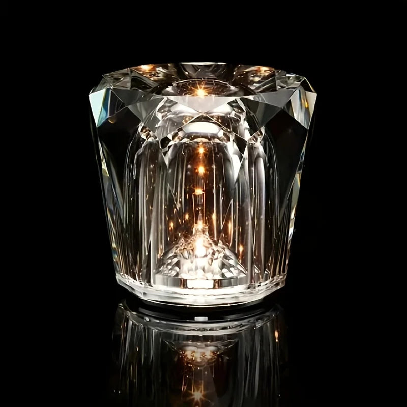 Crystal Table Lamp – Modern Minimalist Cordless Rechargeable for Bedside, Restaurant Table, Living Room | Mirelle Grove by Evenlyr