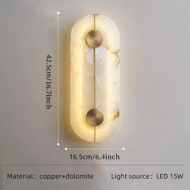 Juniper Round Alabaster Wall Sconce for Bedroom – Natural Marble