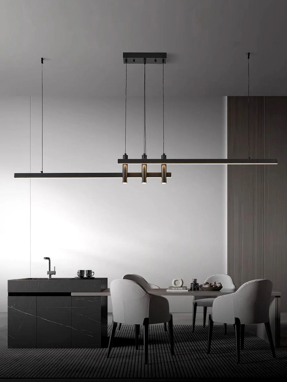 Kalix Arc Linear Metal Pendant Light – Modern Metal Linear Pendant Lights for Kitchen Island
