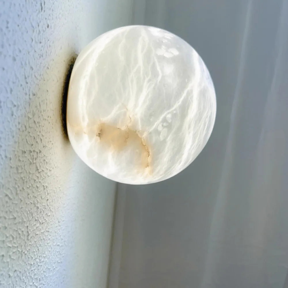 Alabaster Wall Sconce – Vintage Modern LED for Bedroom & Bedside, Living Room, Office & Study | Lunara Contour by Evenlyr
