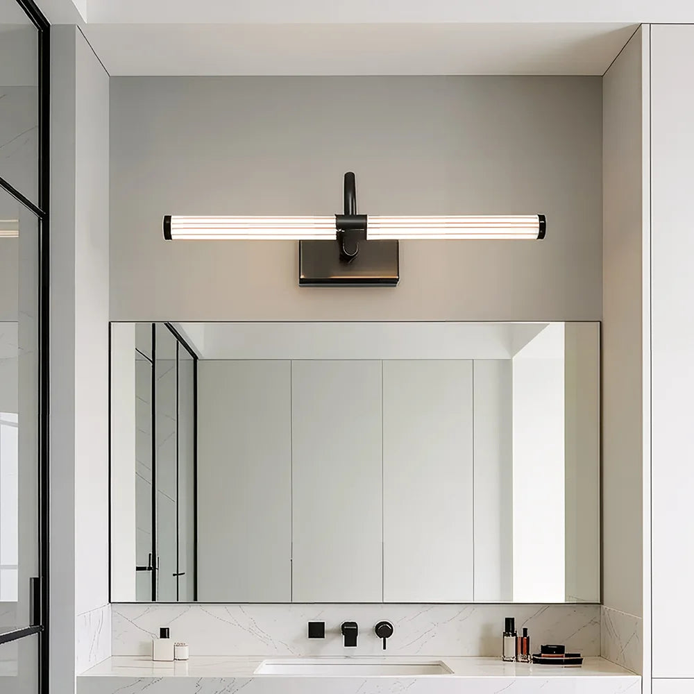 Brass & Acrylic LED Bathroom Vanity & Mirror Light – Modern Adjustable LED for Bathroom | Oriana Crest by Evenlyr