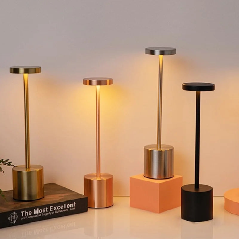 Metal Table Lamp – Modern Minimalist Cordless Rechargeable for Bedside, Restaurant Table, Desk & Office | Solenne Column by Evenlyr
