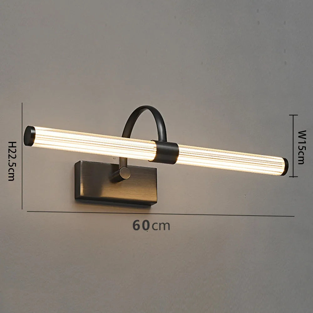 Brass & Acrylic LED Bathroom Vanity & Mirror Light – Modern Adjustable LED for Bathroom | Oriana Crest by Evenlyr