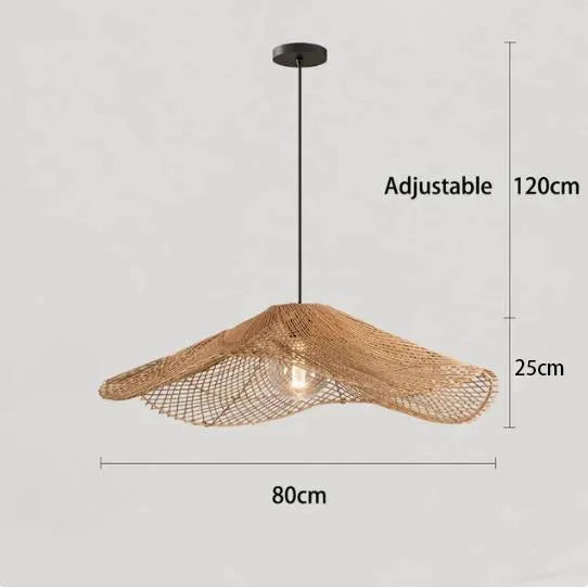 Juniper Straw-Hat Rattan Pendant Light for Cafe – Vintage