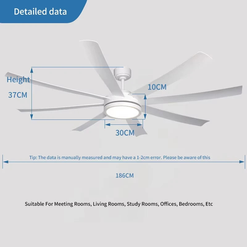 Liora 72-Inch Large-Diameter DC Ceiling Fan Light – Remote Control
