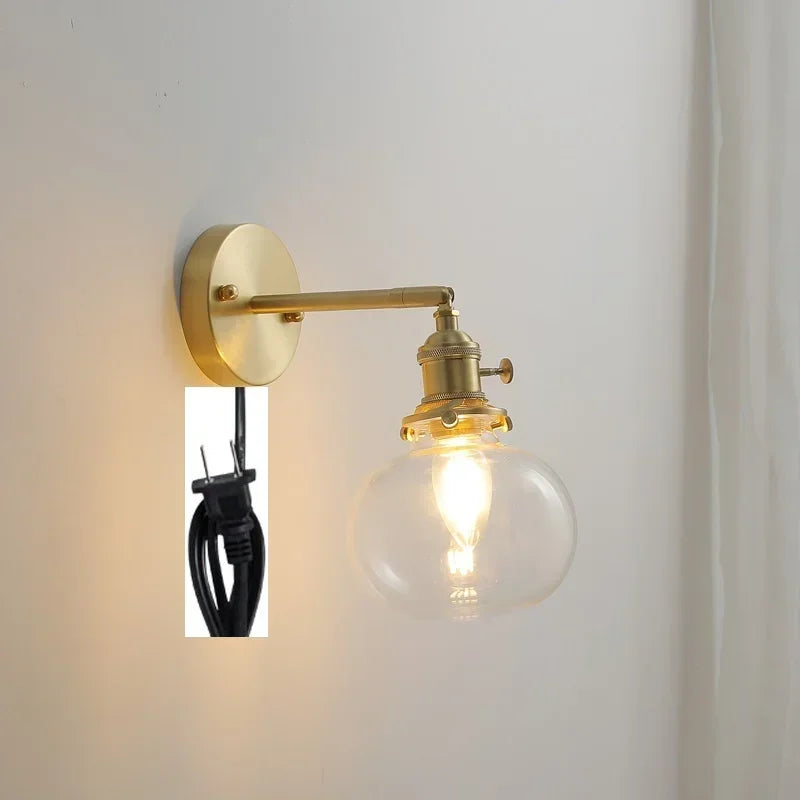 Glass Round Wall Sconce – Nordic Modern Plug-In for Bathroom, Bedroom & Bedside, Restaurant & Café | Amaya Orbit by Evenlyr