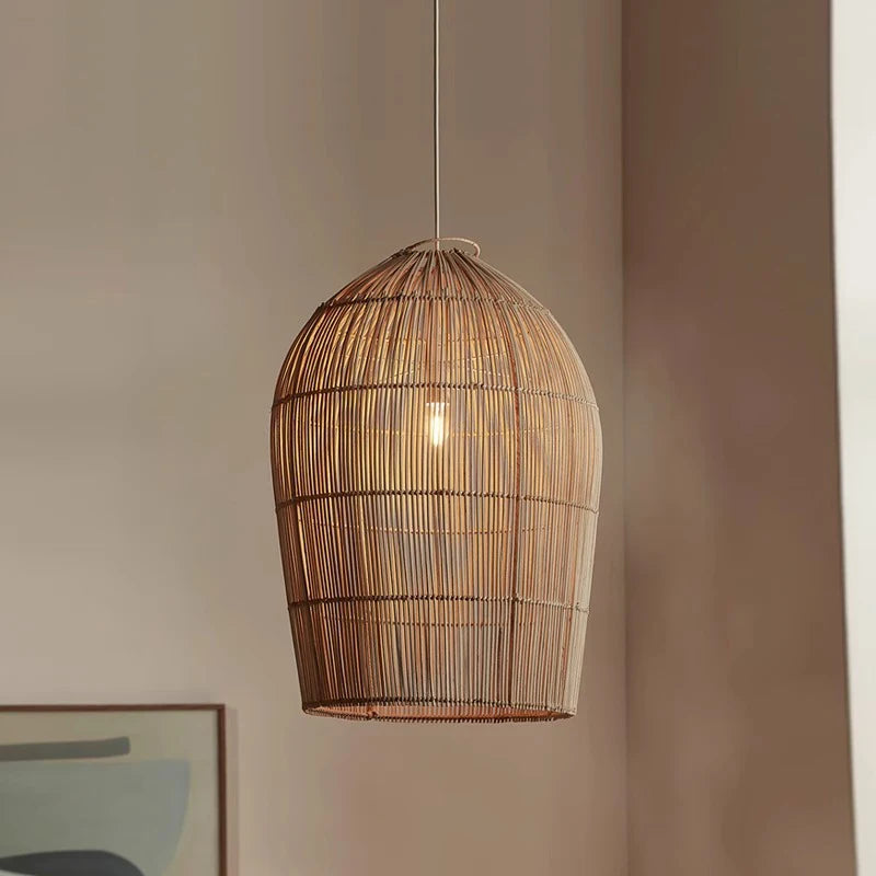 Rattan Chandelier – Wabi-Sabi Japanese for Dining Room, Living Room, Foyer | Halcyon Beam by Evenlyr