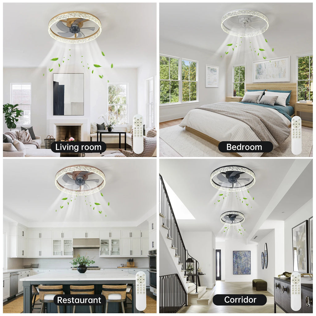 Merano Crystal Bladeless Ceiling Fan with Light – Remote Control – detail view 6