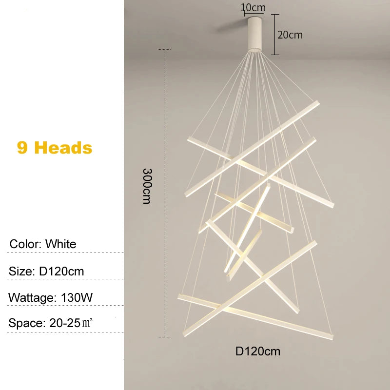 Metal Linear Chandelier – Modern LED Linear for Bedroom & Bedside, Living Room, Hotel & Hospitality | Seren Contour by Evenlyr
