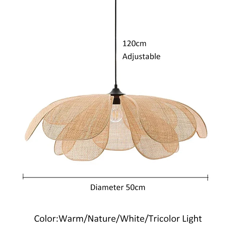 Liora Petal-Shaped Rattan Pendant Light for Tea Room – 3-Color