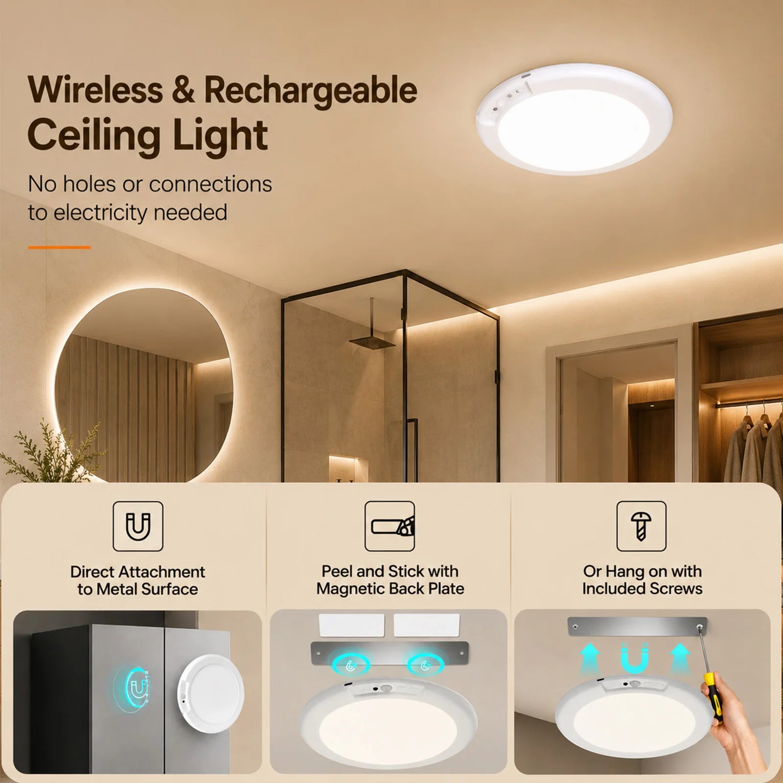 Aurelia Magnetic Rechargeable RGB Ceiling Light – USB-C Remote – detail view 4