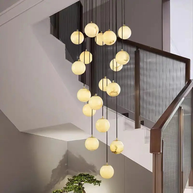Alabaster & Marble Linear Chandelier – Modern Linear for Living Room, Bedroom & Bedside | Lunara Dome by Evenlyr