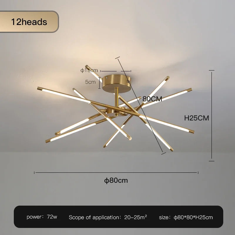 Metal Chandelier – Nordic LED for Bedroom & Bedside, Living Room, Dining Room & Kitchen | Seren Crest by Evenlyr