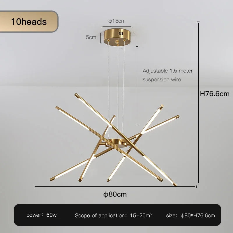 Metal Chandelier – Nordic LED for Bedroom & Bedside, Living Room, Dining Room & Kitchen | Seren Crest by Evenlyr